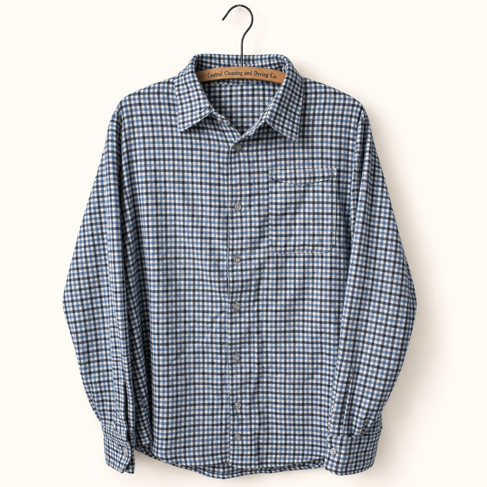 Flannel Button Up in Blue Check