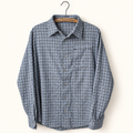 Peak Lapel Flannel Button Up in Blue Check, flat lay