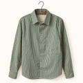 Peak Lapel Green Fine Stripe cotton shirt