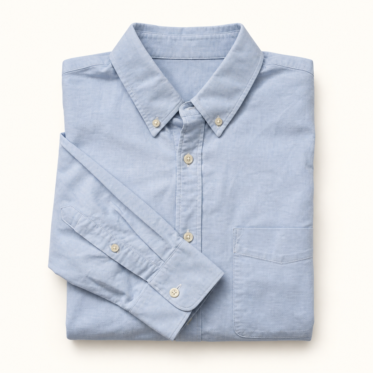 Peak Lapel Japanese Cotton Oxford Cloth Button Down in Blue, flat lay