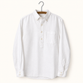 Peak Lapel Oxford Cloth Button Down Popover in White, flat lay
