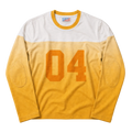 Peak Lapel Varsity Long Sleeve in Sun-Aged Gold, heavyweight cotton jersey with a contrast yoke and block number graphic